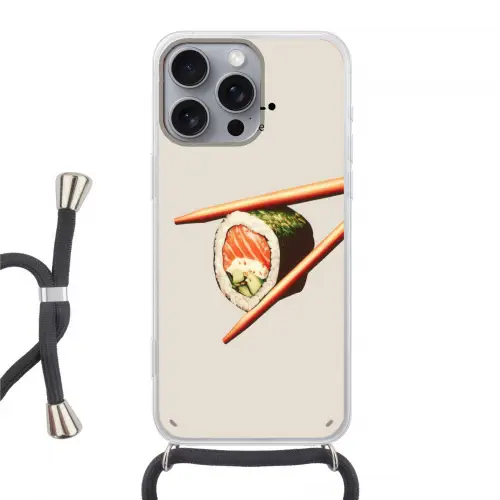 Sushi - Zalm - Rijst - Japans Hoesje iPhone 16 Pro Max met koord klein -3d