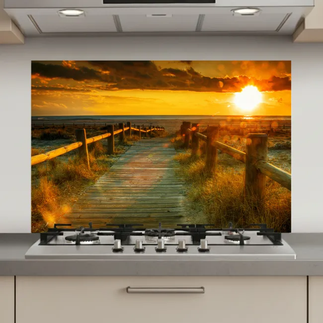 Zon - Strand - Duin - Horizon - Gras - Pad - Oranje keuken achterwand spatscherm klein -3d_website