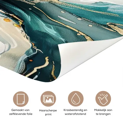 Boom - Modern - Verflook - Turquoise - Goud deurposter klein -closeup_NL