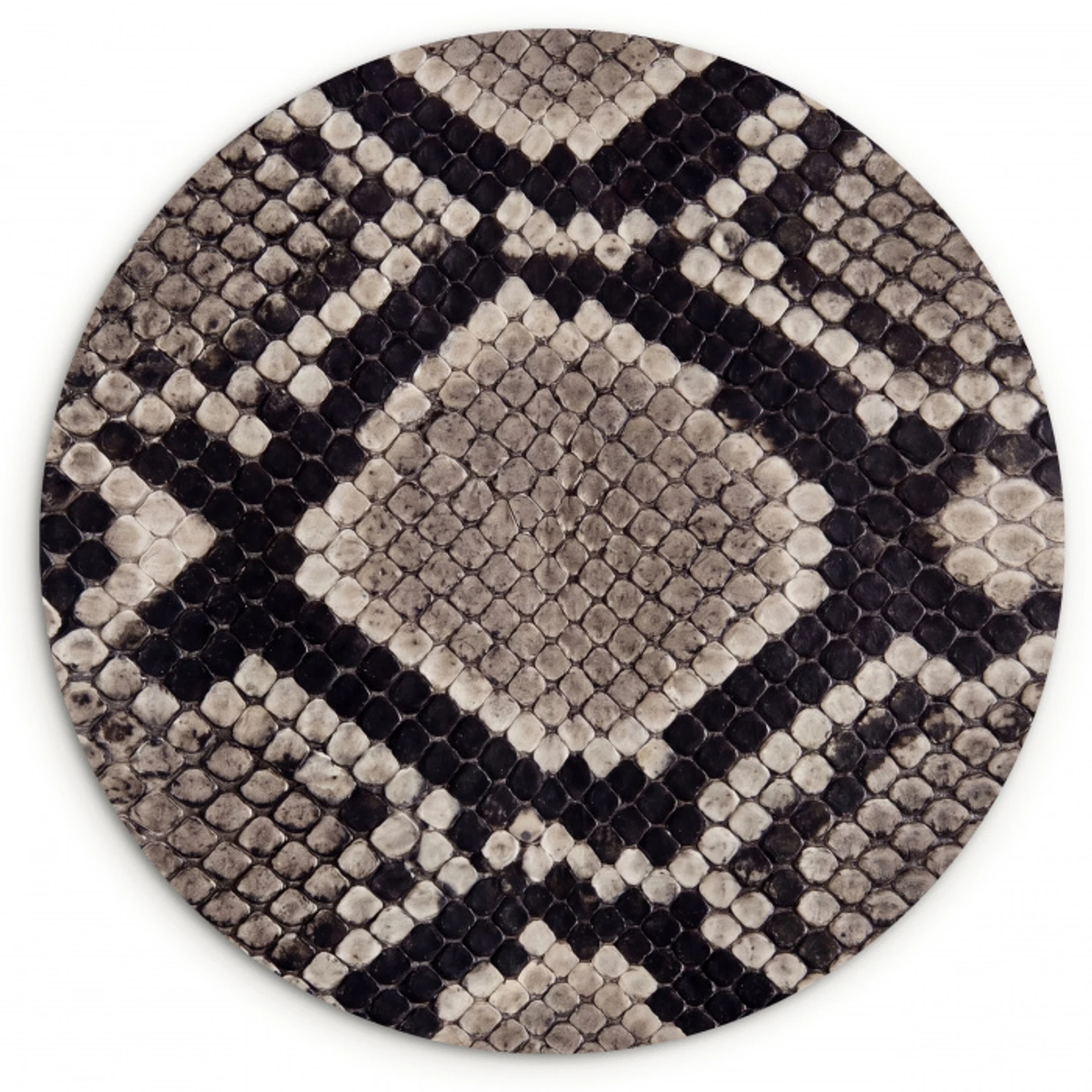 Slangenleer - Patroon - Beige Wandcirkel kunststof plaat 5mm dik klein -3d