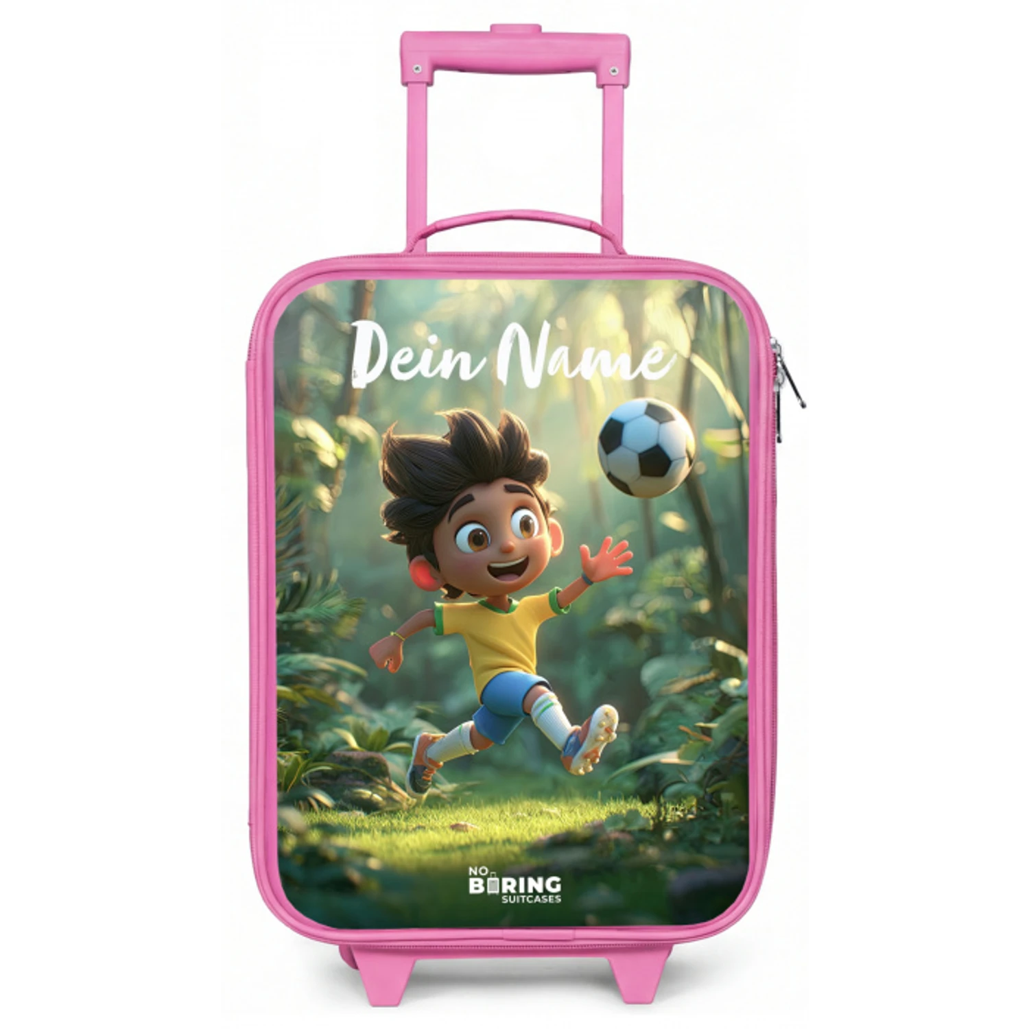 Jongen - Voetbal - Bos - Bomen Kinderkoffer - Roze klein -zz3dotto
