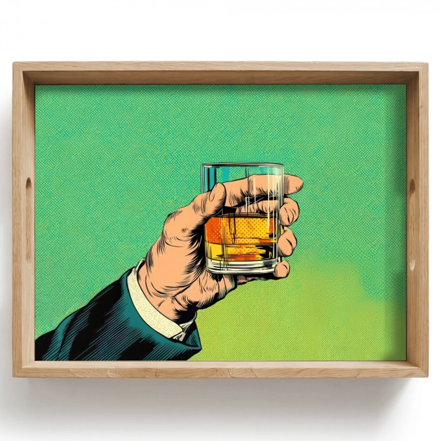 Whisky - Glas - Hand - Groen Dienblad Rechthoek middel -z3d_shopping