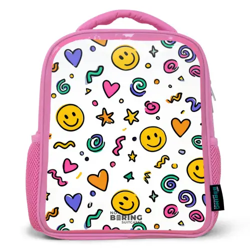 Smiley - Hartje - Ster Kinderrugzak - Roze middel -3d