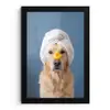 Hond - Badeend - Geel fotolijst zwart zonder passe partout klein -3d