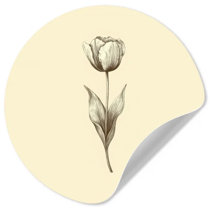 Illustratie - Tulp - Zwart Wandcirkel behangsticker klein -3d