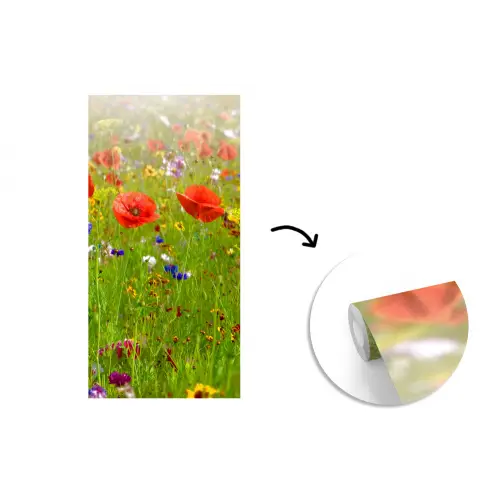 Lente - Bloemen - Rood - Klaproos - Gras - Groen fotobehang vinyl groot -3d