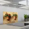 Bloempotten - Muur - Vintage keuken achterwand spatscherm klein -3d_schuin