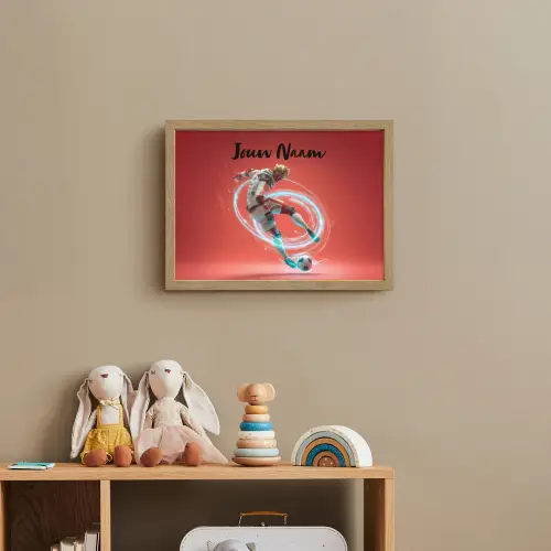 Voetbal - Jongen - Rood - Lichtcirkel Light Box met batterij (Wandlamp kind) middel -sfeer2_kind