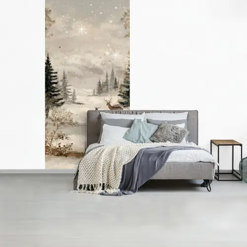 Bos - Herten - Winter - Sneeuw fotobehang vinyl groot -slaapkamer