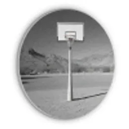 Basketbalpaal - Landschap - Zand - Wit Akoestische PET Vilt - Rond klein -3d