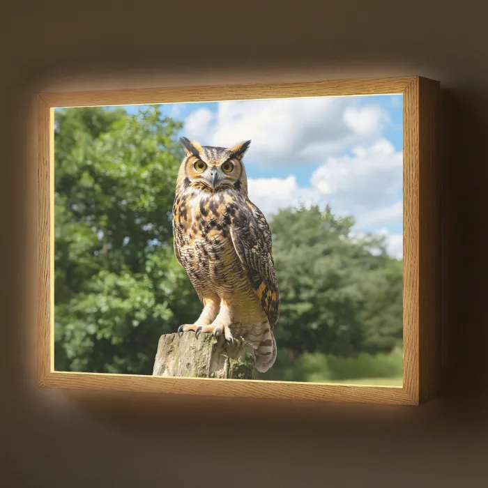 Uil - Boomstronk - Bos - Lucht Light Box met batterij (Wandlamp) middel -z3d_website