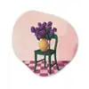 Stoel - Vaas - Bloemen - Geblokt Wandcirkel Organisch Forex 3mm klein -3d