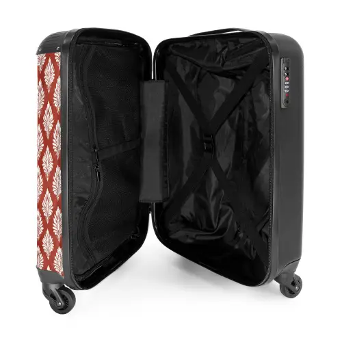 Barok print rood NBS - Handbagage koffer - Kinderen Unisex middel -binnenkant