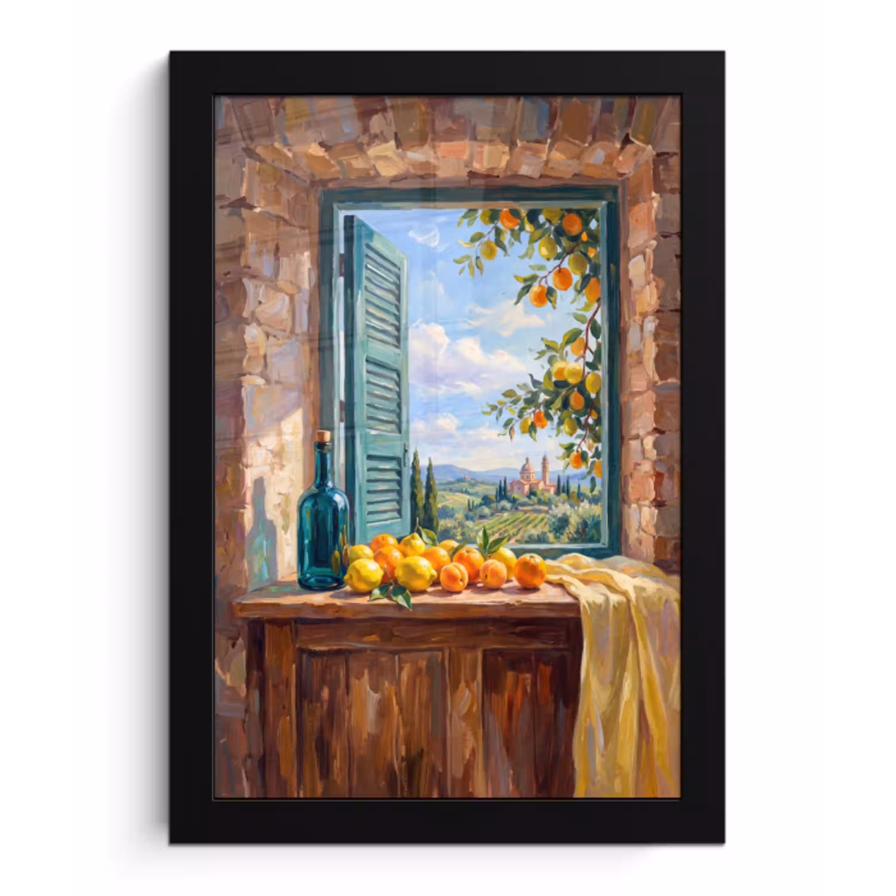Fles - Fruit - Stilleven fotolijst zwart zonder passe partout klein -3d