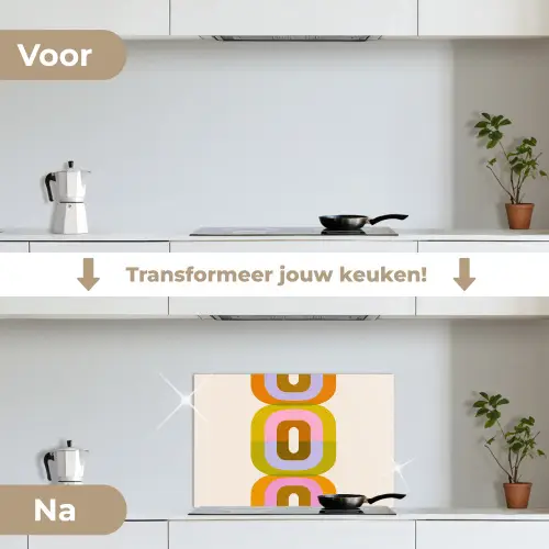 Stapel - Vormen - Geblokt - Oranje keuken achterwand spatscherm klein -voor_na_NL