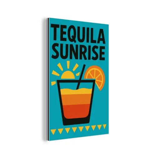 Illustratie - Tequila - Glas - Blauw aluminium wit klein -3d