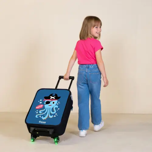 Piraten octopus met een hoed Kinderkoffer - Zwart klein -sfeer1