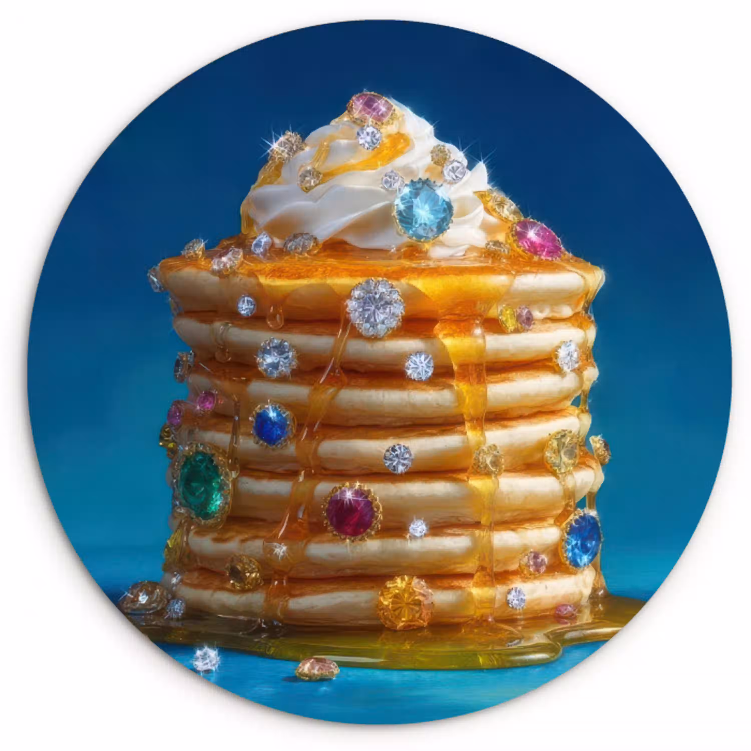 Pannenkoeken - Steentjes - Glitter - Slagroom Wandcirkel plexiglas klein -3d