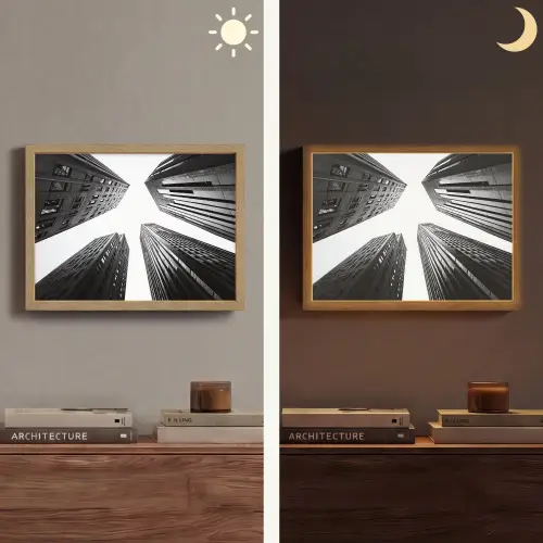 Gebouwen - Lucht - Zwart Light Box met batterij (Wandlamp) middel -sfeer3