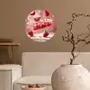 Aardbei - Taart- Eten - Roze Wandcirkel behangsticker klein -sfeer1