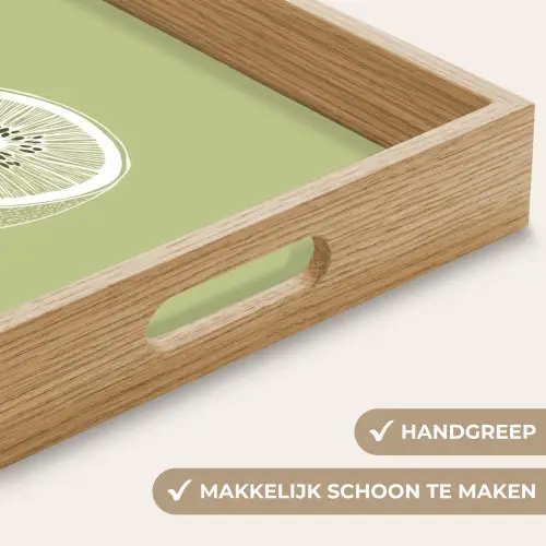 Kiwi - Lijntekening - Minimalistisch - Groen Dienblad Rechthoek middel -USP_HandgreepNL