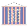 Try again - Strepen - Roze - Verticaal - Blauw textielposter latten blank klein -3d
