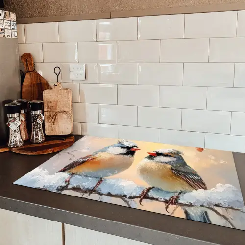 Vogels - Tak - Winter - Sneeuw Inductie beschermer vinyl 3mm klein -sfeer3
