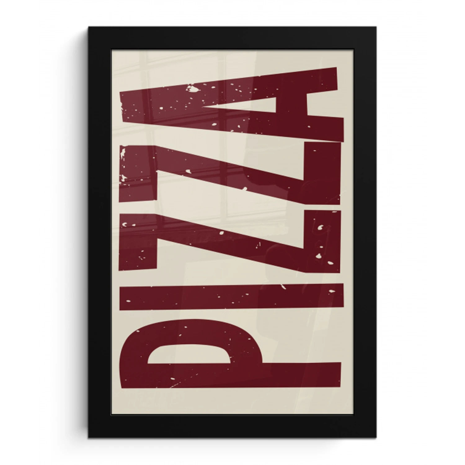 Pizza - Vintage - Decoratie - Japandi fotolijst zwart zonder passe partout klein -3d