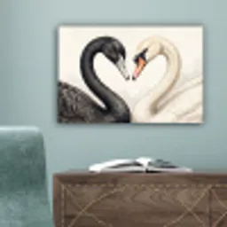 Zwanen - Hartvorm - Dieren canvas 2cm klein -sfeer4