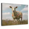 Schaap - Bloemen - Weide Textielframe zwart klein -3d