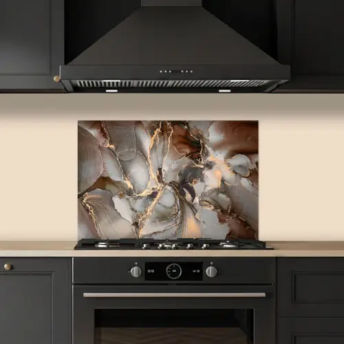 Grijs - Goud - Marmer - Marmerlook keuken achterwand spatscherm klein -sfeer1