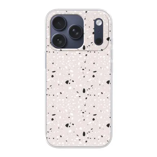 Terrazzo -  Patroon - Zacht - Zwart - Wit Telefoonhoesje iPhone 17 Pro klein 878 -3d