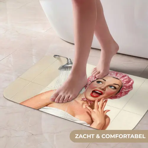 Vrouw - Douche - Roze Badmat klein -USP_ZachtNL