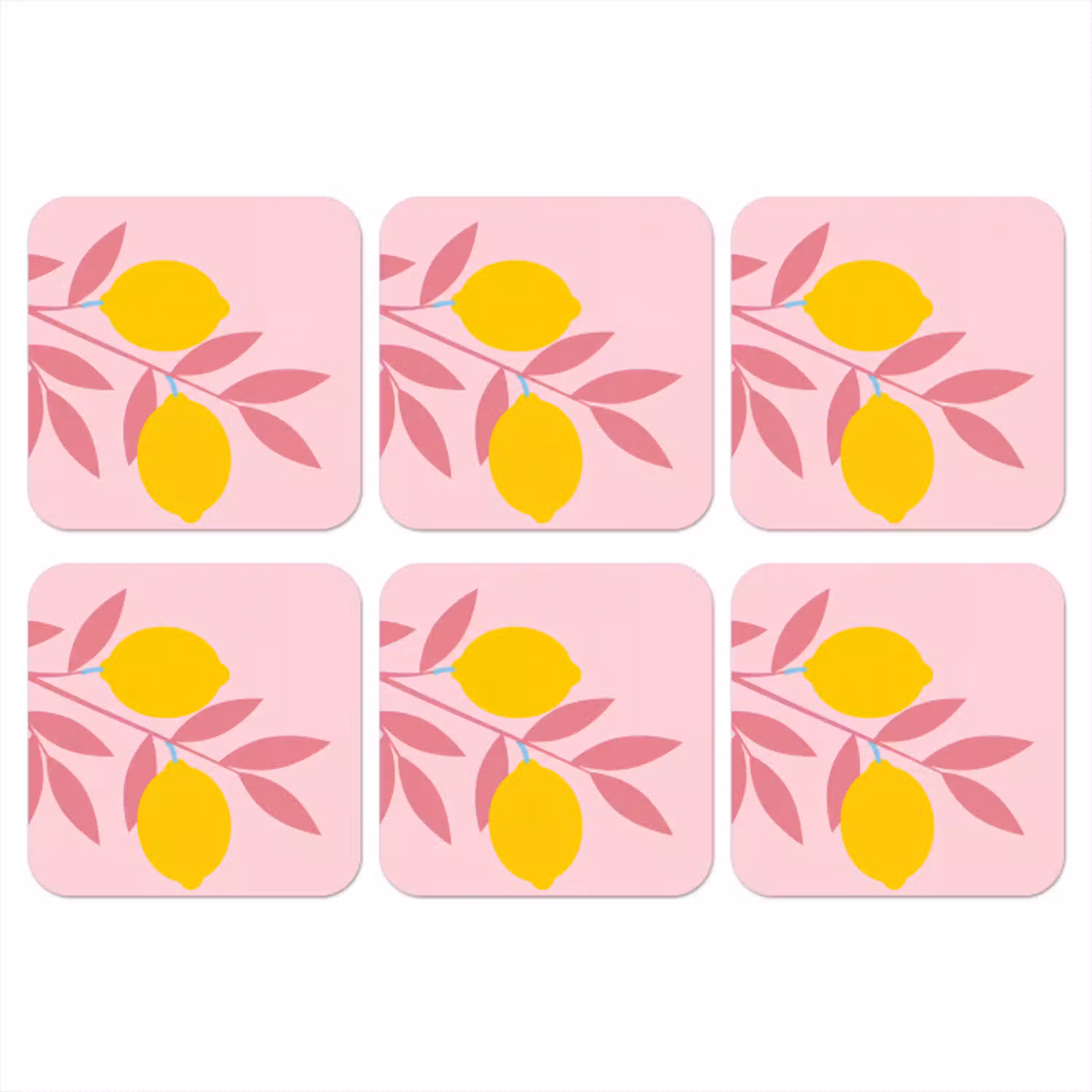 Fruit - Tak - Natuur - Abstract - Roze onderzetter kurk middel -3d