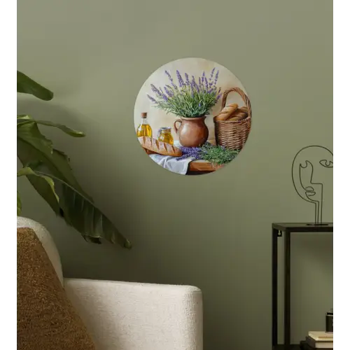 Lavendel - Brood - Stilleven Wandcirkel behangsticker klein -sfeer2