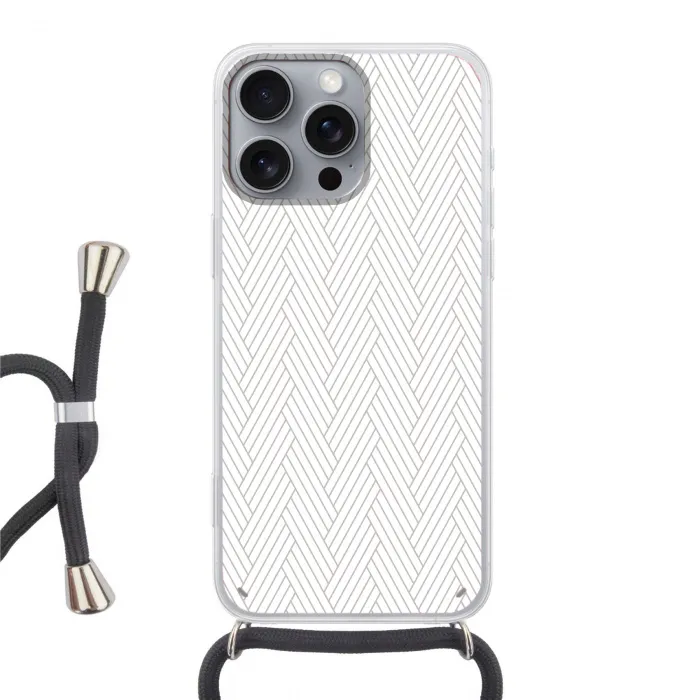Grafisch - Patroon - Modern -  Geweven Hoesje iPhone 16 Pro Max met koord klein 804 -3d