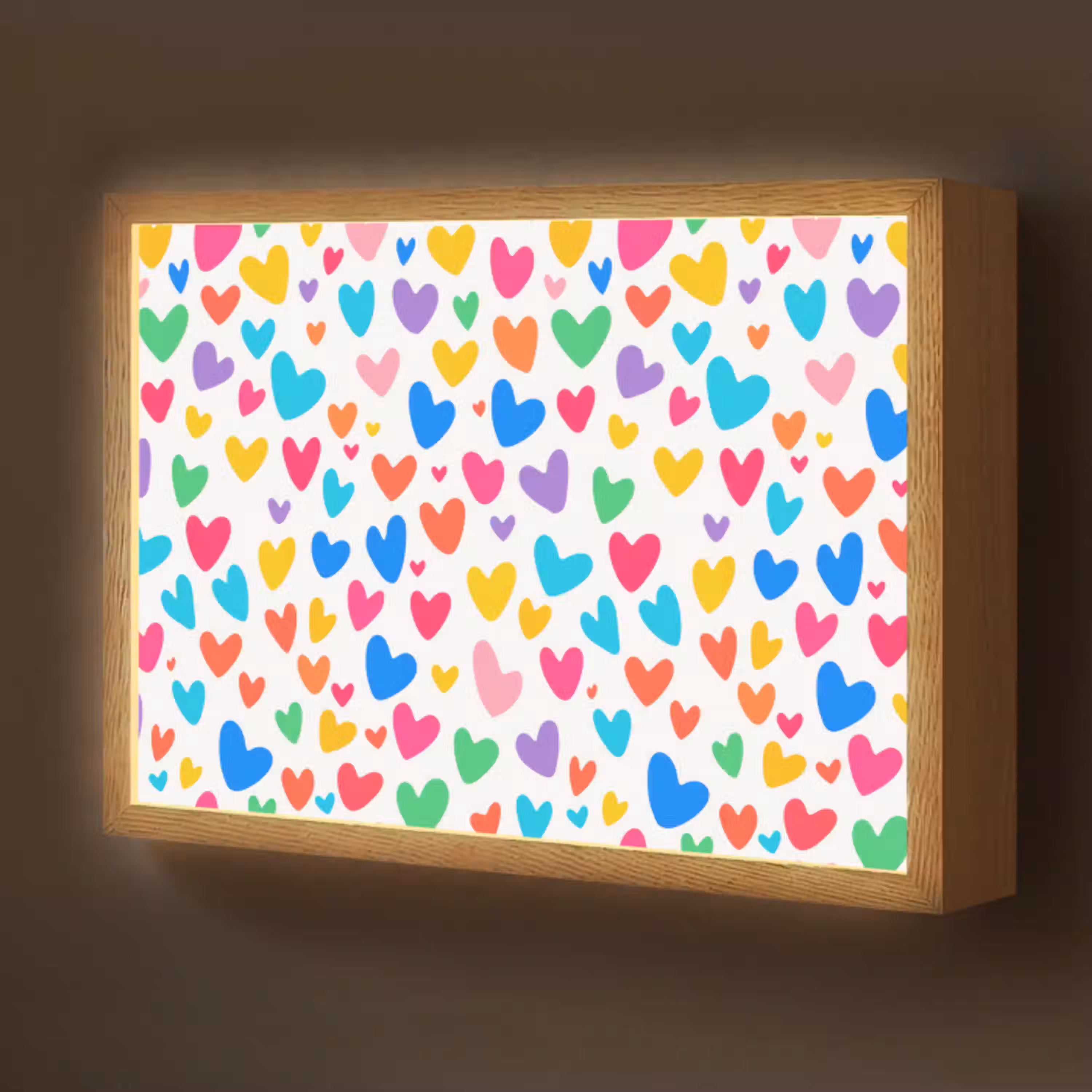 Hartjes - Kleurrijk - Patroon - Levendig Light Box met batterij (Wandlamp kind) middel -z3d_website