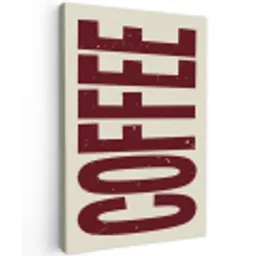 Koffie -Japandi - Rood - Vintage Tuinposter op houten frame 2 cm dik klein -3d