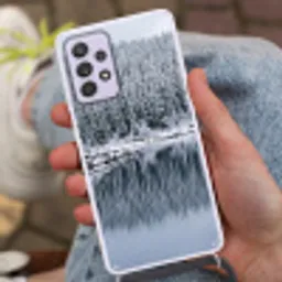Bos - Reflectie - Meer - Winter - Serene Hoesje Samsung Galaxy A52 5G met koord klein -sfeer3