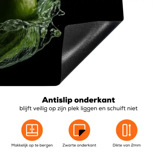 Appel - Groen - Fruit - Water - Zwart Inductie beschermer vinyl 3mm klein -zzzzzzz-td-onderkant