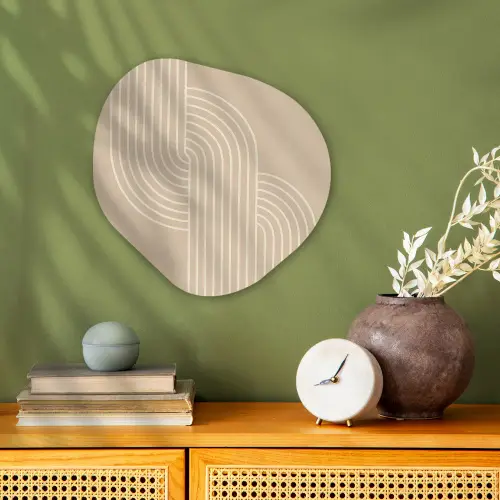 Parallelle lijnen - Lichte textuur - Beige Wandcirkel Organisch Forex 3mm klein -sfeer2