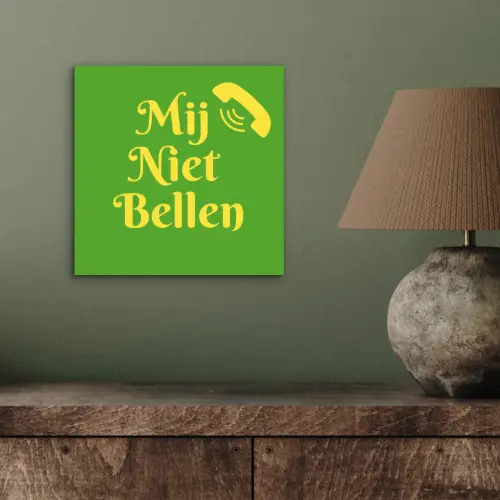Mij niet bellen - Telefoon - Groen aluminium wit klein -sfeer2