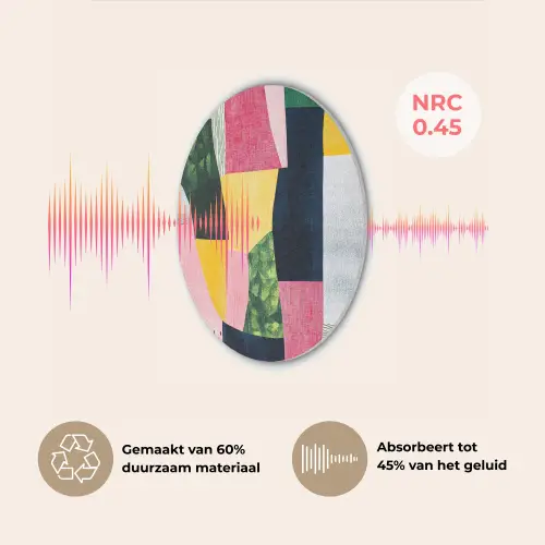 Abstract - Roze - Lappen - Vormen - Geel Akoestische PET Vilt - Rond klein -USP_NL