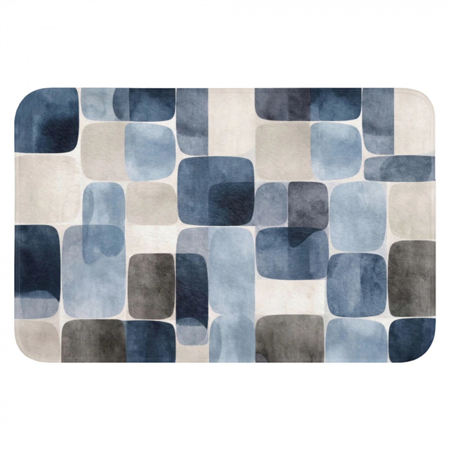 Patroon - Blauw - Vierkanten Badmat klein -3d