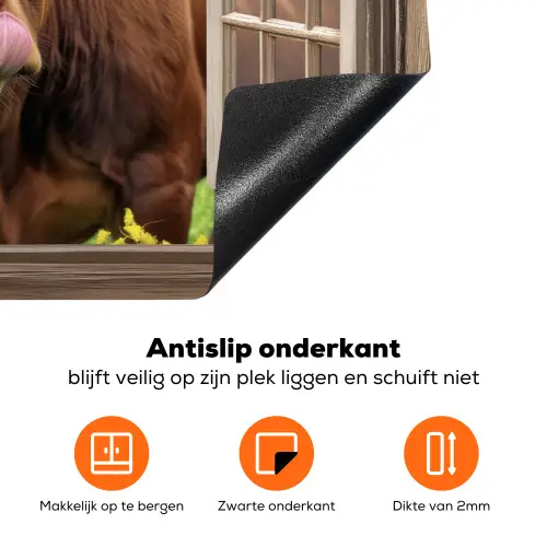 Doorkijk - Koe - Weiland - Landschap - Dieren Inductie beschermer vinyl 3mm klein -zzzzzzz-td-onderkant