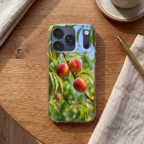 Perzik - Bladeren - Zonlicht Telefoonhoesje iPhone 17 Pro klein -sfeer1