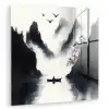 Roeiboot - Mistig - Bergen - Vogels plexiglas 5mm klein -zzzproduct_nieuw
