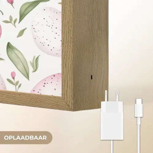 Patroon - Eieren - Roze - Pasen Light Box met batterij (Wandlamp) middel -USP_websiteoplaadbaarNL