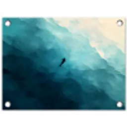 Zee - Silhouet - Abstract - Blauw tuinposter los doek klein -3d