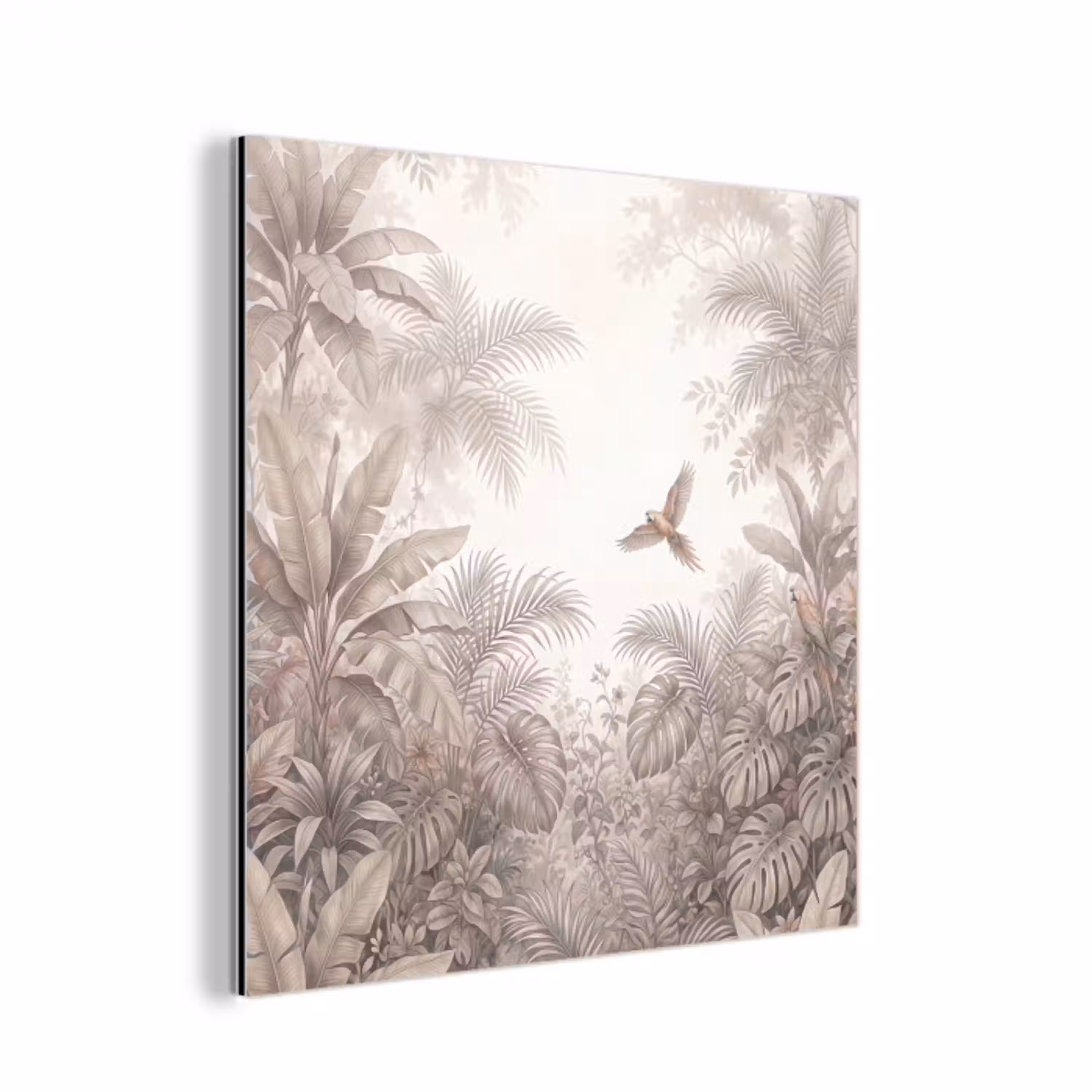Papagaai - Jungle - Tropisch aluminium wit klein -3d